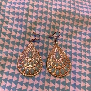 Mint green and gold earrings